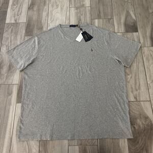 Polo Ralph Lauren V Neck T-Shirt Men’s 3XB Grey Classic Fit Logo Pony New